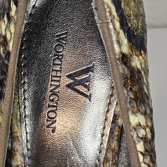Worthington Snakeskin Pumps Womens 6 Python Stiletto Heel Career Glam Sexy Boss - Picture 2 of 9